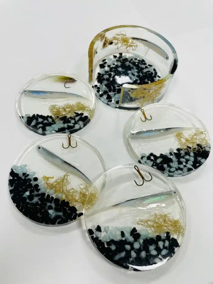 Set sous-verres avec support noir et bleu
